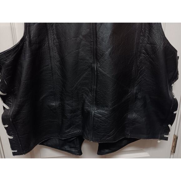 Harley Davidson Genuine Leather Bonus Motorcycle Biker Vest Patches Military 2XL - Picture 6 of 9